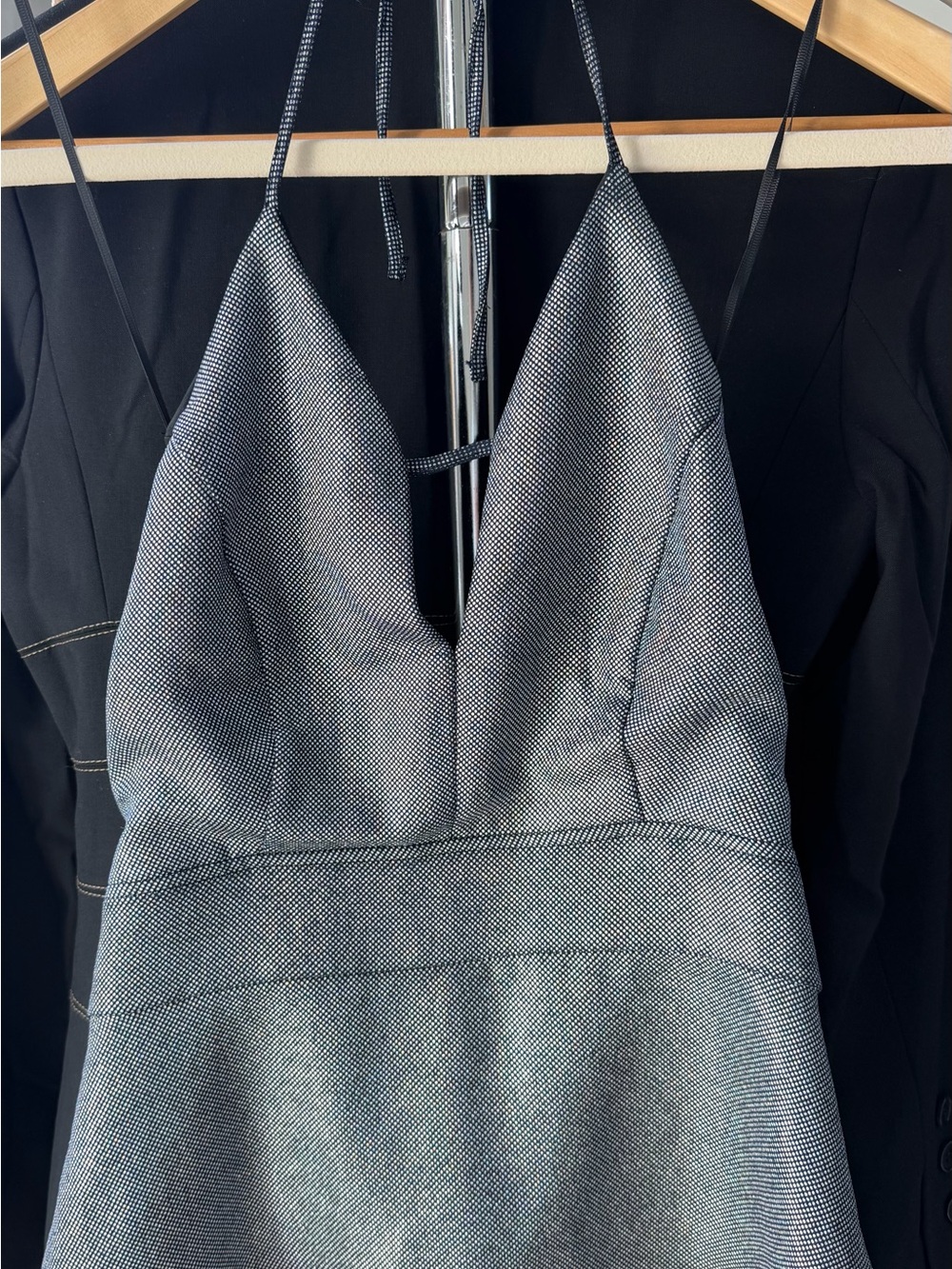 Express Silver Strapless Halter Top